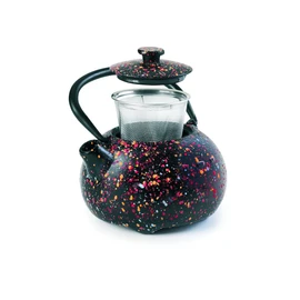 IBILI Cast Iron Graffiti Teapot, 0.35 Litres, Enamel Interior, Induction Safe