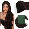 Ugeat Tape in Hair Extensions Brown 12 Inch Short Invisible