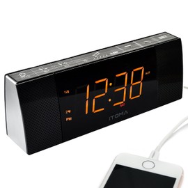 iTOMA Radio Alarm Clock with Bluetooth, FM Radio, Dual Alarm Clock with Snooze, USB Charging, Auto and Manual Dimmer, Clock for Bedside Table CKS503