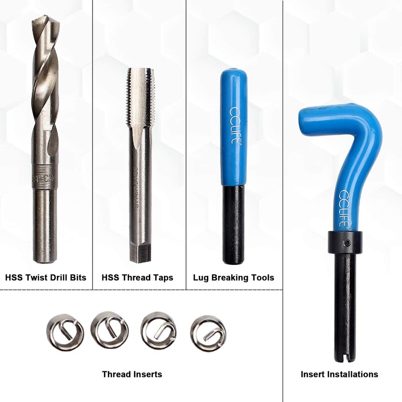 CCLIFE Helicoil Thread Repair Tool Kit M5/M6/M8/M10/M12/M14/M16, Size:M12 X 1,75