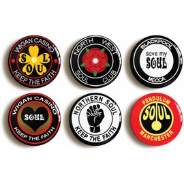 6 x"NORTHERN SOUL WIGAN CASINO KEEP THE FAITH" BADGES BUTTONS PINS (1inch/25mm diameter)