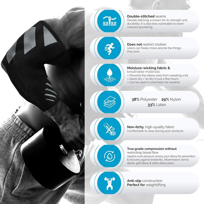 Physix Gear Sport Coderas deportivas de neopreno, las mejores coderas