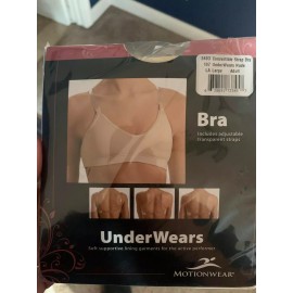 Motionwear NEW Dance BRA Top Size LARGE ADULT Nude Clear Back & Straps Underwears