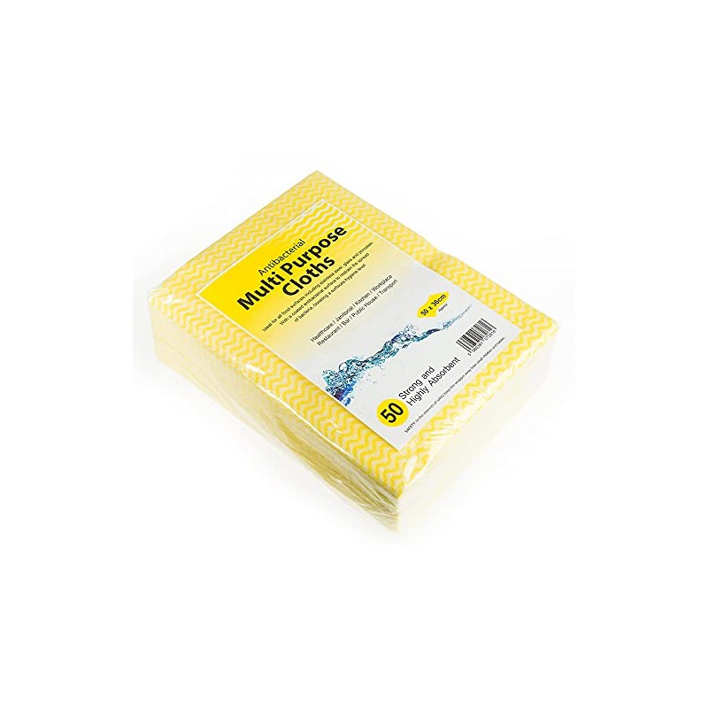 Drinkstuff Antibacterial Cloths Yellow, CAW-111Y, Pack of 50