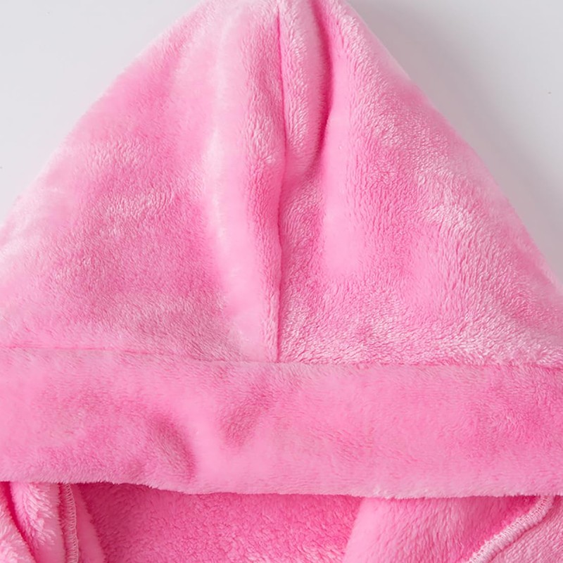 NautySaurs Girls Plain Hooded Flannel Fleece Bathrobe Bathrobe for Boys,