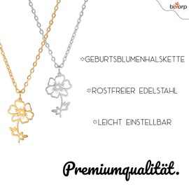 Bixorp Birth Flower Necklace Gold & Silver - Stainless Steel Flower Necklace for Women and Girls, Stainless Steel, No Gemstone
