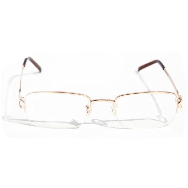 V.W.E. Rectangular Half Rim Metal Reading Glasses With Anti-reflective AR Coating (Gold, 2.25)