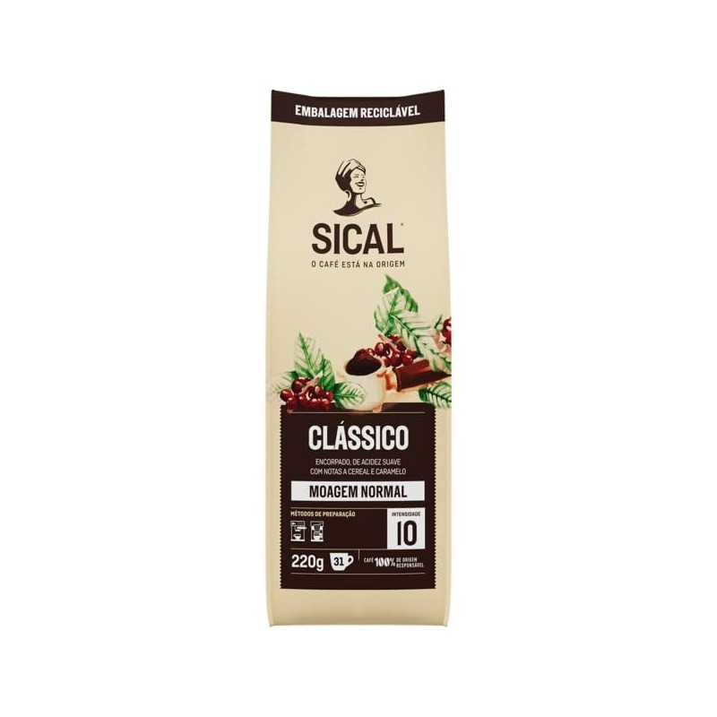 Sical Portuguese Clasico Normal Ground Coffee Cafe 5 Estrelas 220G