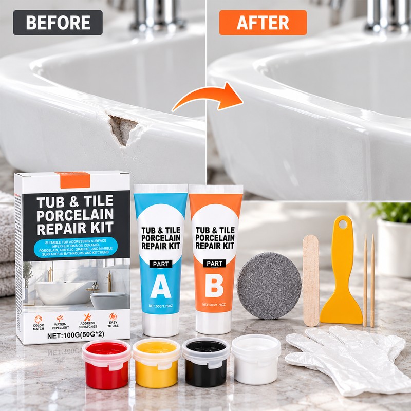 Tub & Tile Porcelain Repair Kit for Chips and Cracks