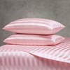 Manyshofu Blush Pink Satin Striped Sheets - 3Pcs Satin Sheets