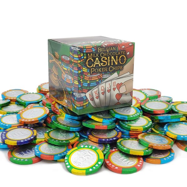 Casino Poker Chips - Belgian Milk Chocolate Coins - OUD Kosher, Non GMO (1/2LB, Approx. 40 Pcs)