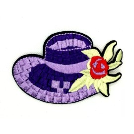 unbranded purple Hat with white and red Flowers Applique Patch (Iron on) 342