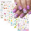 12 Sheets Easter Nail Art Stickers 3D Self-Adhesive Bunny Nail