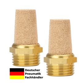 Pneumatic Silencer Made of Sintered Bronze 1/2 Inch Set of 2, 5 or 10 Industrial Quality (2, 1/2 Inch)