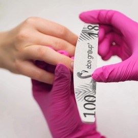 Aba Group 25 Pack 100/180 Professional Nail Files Slim Half-Moon, Crescent, Double-Sided Nail Files, Nail Files for Gel Nails, Disposable Nail Files, Nail Files Set, Wear-Resistant, Made in EU