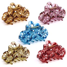 5 Pack Hair Claw Clips for Woman, Amber Hair Clips Claw, Acrylic Hair Barrettes Strong Hold jaw clip, Hair Clamps for Thick and Thin Hair