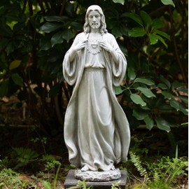 BC Catholic Sacred Heart of Jesus Statue, 24.5" H Jesus Christ Statue for Garden, Catholic Statue for Outdoor Yard Patio Lawn Hallway, Religious Gift, Handpainted by Buildclassic