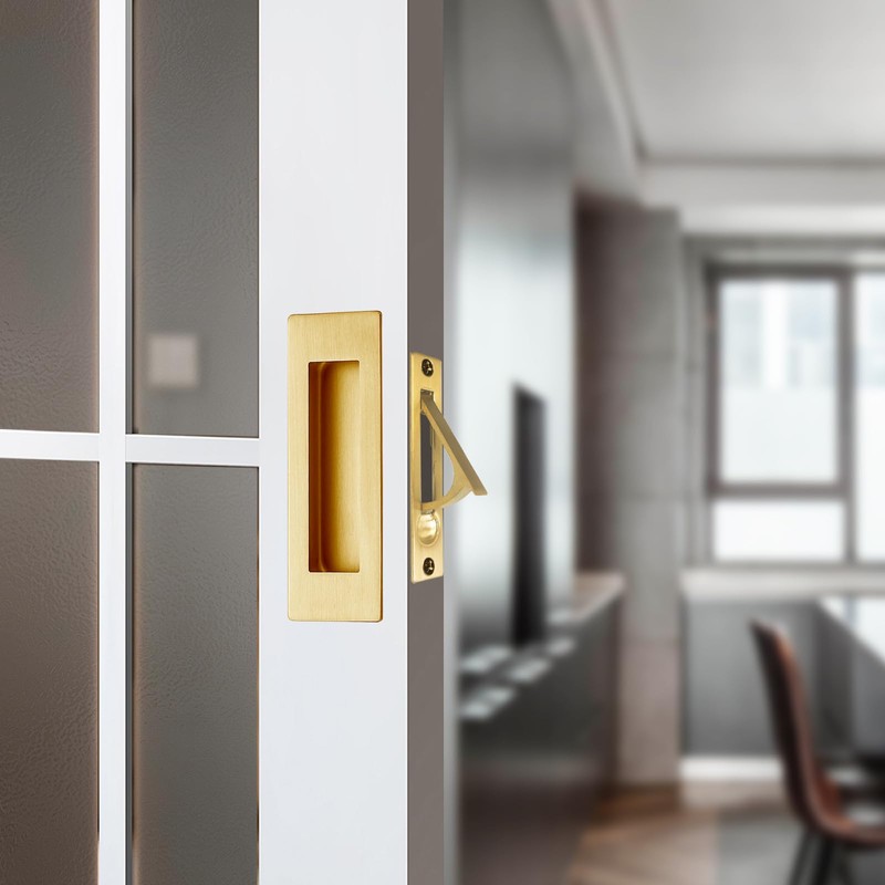 senharvest Pocket Door Pull and Edge Pull Set Brushed Gold,