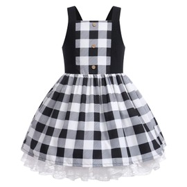 OBEEII Cindy Lou Who Kids Toddler Girls Sleeveless Plaid Party Dress with Velvet Cape Mommy and Me Matching Outfits for Christmas Party Black02(Kids) 7-8 Years