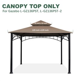 JANCANOPY Replacement Canopy roof Cover for Target Madaga Gazebo Model L-GZ136PST, (Khaki)