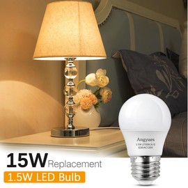 Angyues 15W Light Bulb Equivalent, A15 15 Watt Light Bulbs 2700K Soft White 120V E26 1.5W LED Bulb,Low Watt Light Bulbs Table Lamp Bulb for Bedroom 12 Pack