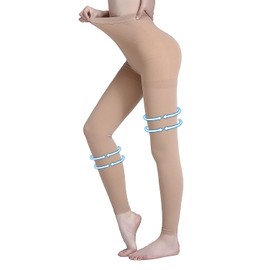 AMZAM® Pantimedias de compresión médica para mujeres y hombres, 20-30 mmHg, leggings de compresión graduada, medias opacas sin pie de cintura alta para edema, venas varicosas, postcirugía, beige XL