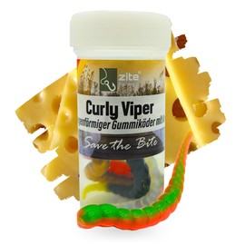 Zite Fishing Curly Viper Rubber Bait Trout Pack of 8 - Snake Like Rubber Trout Bait 6.5 cm - UL Fishing Lure Trout Rotating & Snaking - Phthalate Free & Handmade (Allround Mix Garlic)