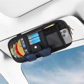 BGMTIMAI Car Sun Visor Organizer,Upgraded Version Multi-Pocket Visor Organizer Storage for Car/SUV/Truck with 13 CD Holders,Sunglass Clip, Card Holder, Visor Accessories, Vehicle Organizes Essentials