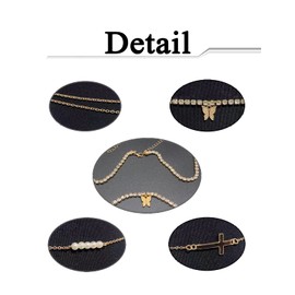 Ofeiyaa 6Pcs Belly Waist Chain Multi-Layer Butterfly Waist Chain Body Chest Chain Body Jewelry Bikini Beach Pendant Necklace Boho Chain Set for Women Gold Tone