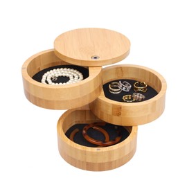 (TAKEMI) Takemi TM-AC3 Bamboo Accessory Case with Lid, Jewelry Box, Necklace, Piercing, Storage, Stylish, Necklace Case, Ring Case, Eco Material, Sustainable, Natural