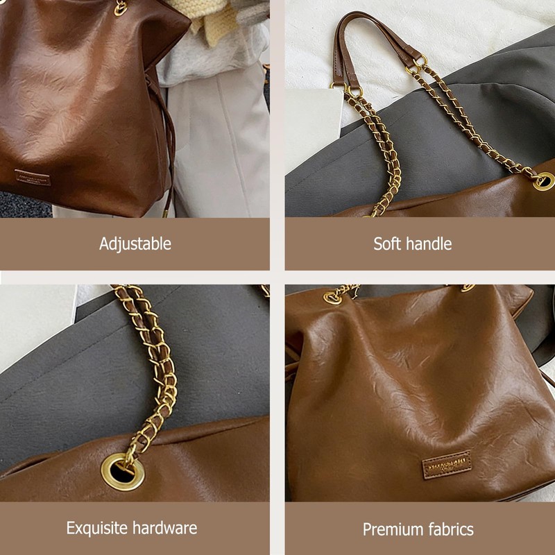 CORIOS Drawstring Bucket Bag for Women PU Leather Handbag Waterproof