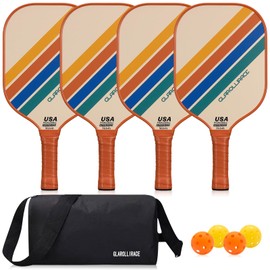 Pickleball Paddles Set of 4 Pickle Ball Rackets,USAPA Approved Pickleball Set of 4 Paddles,Fiberglass Surface & 13MM PP Honeycomb Core,Breathable Handle,4 Indoor & Outdoor Balls,1 Pickleball Bag