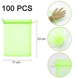 Leeyunbee Pack of 100 Grape Protection Bags, 17 x 23 cm, Fruit Protective Bags, Grape Protective Bags with Drawstring, Organza Bag, Garden Mesh Bag for Protection Against Birds, Wasps, Fruit Flies