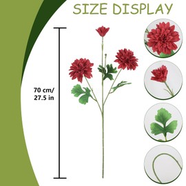 INSUNSIX 6PCS Red Artificial Dahlia Flowers 27.5’’Silk Faux Dahlias Fake Flowers with Stems for Home Wedding Dining Table Party Garden Decoration(Red)