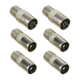 EMSea 6pcs Female to Male TV Aerial Coaxial Coupler for Antenna Cables Aerial Cables Satellite Cables Coaxial Cables Copper T/F Screw Connector Socket to RF Coax Aerial Adapter