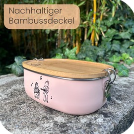 Ringwald Stainless Steel Pink Lunch Box Nursery School Large 1400 ml Lunch Box Lunch Box Compartments Divider BPA Free Plastic Free Bento Box Bamboo Lid Pink