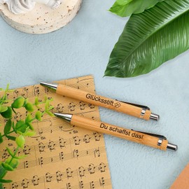 Tenare Pack of 2 Inspirational Wooden Ballpoint Pens Motivation Pens Retractable Ballpoint Pen with Quote Retractable Ballpoint Pen with Black Ink You Create The Gift for School Office Work Exam