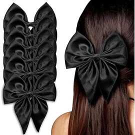AL KASEEN Fashion Hair Bows for Women Bows for hair Silk Satin Hair Ribbons Bow Hairclip for Women Cute Hair Clip for Girls Large Vintage Hair Hair Accessories Big Ribbon Bow Clip (Black, 1)