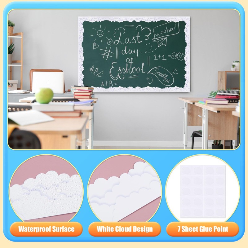 AWIZOM 75.6 Feet Sky Cloud Bulletin Board Borders White Clouds