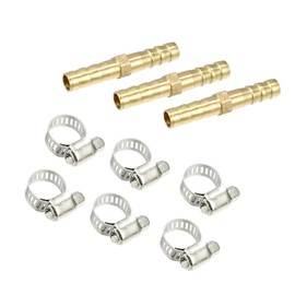 INFINAUTO 1 Set 6mm Copper Hose Barb Fitting Connector with Clamps Stylish Design