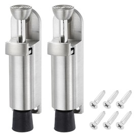 uxcell 2 Pack Kickdown Door Stop, Spring Loaded Telescopic Door Stopper, Adjustable Door Locks Holder for Distance from The Ground 25mm/0.98", Silver