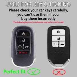 COREION Key fob protective cover suitable for Honda 2022-2025 with Accord Civic HR-V CR-V Pilot Smart Remote Key (Black leather red line 2 pcs)