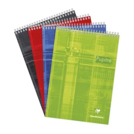 Clairefontaine - Ref 8155C - Head Wirebound Pad (80 Sheets) - A4 in Size, Lined Ruling, 90gsm Brushed Vellum Paper, Laminated Card Cover - Random Colour
