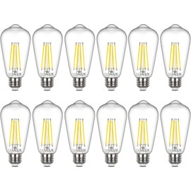 Sigalux Edison Bulbs, E26 LED Bulb ST58 Filament Clear Non-Dimmable Vintage Light Bulbs 60W Equivalent 700LM Daylight White 5000K 15, 000hrs 12 Pack
