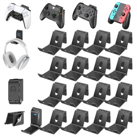 OIVO Controller & Headset Wall Mount Holder Stand, Foldable Headphone Stand, Gaming Controller Holder Hanger Hook, Universal Storage Organizer Controller/Earphone/Game Accessories-17 Packs