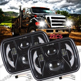 Unbranded Pair 5x7 7x6" LED Headlights DRL For Ford F650 F750 F-250/350/450 Super Duty New