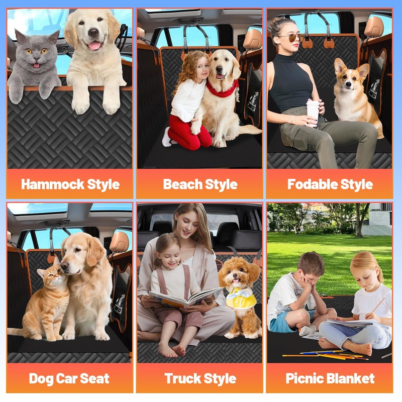 Diiouogs Dog Car Seat Cover for Back Seat Waterproof Pet