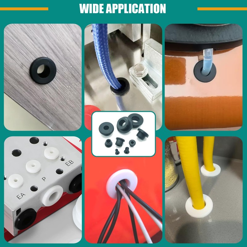130PCS Silicone Rubber Grommets for Wiring, Black Top Hat Rubber