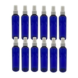 Natural Farms 4 oz Blue Cosmo BPA FREE Bottles - 12 Pack Empty Refillable Containers - Essential Oils - Aromatherapy | White Fine Mist Sprayers - Made in the USA