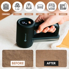 WiredLux WiredLux Rechargeable Fabric Shaver - Electric Lint Remover for Clothes & Couch - Adjustable 3-Speed, 6-Leaf Blade, LED Display, USB Charging - Depiller with Dual Protection (Midnight Black)